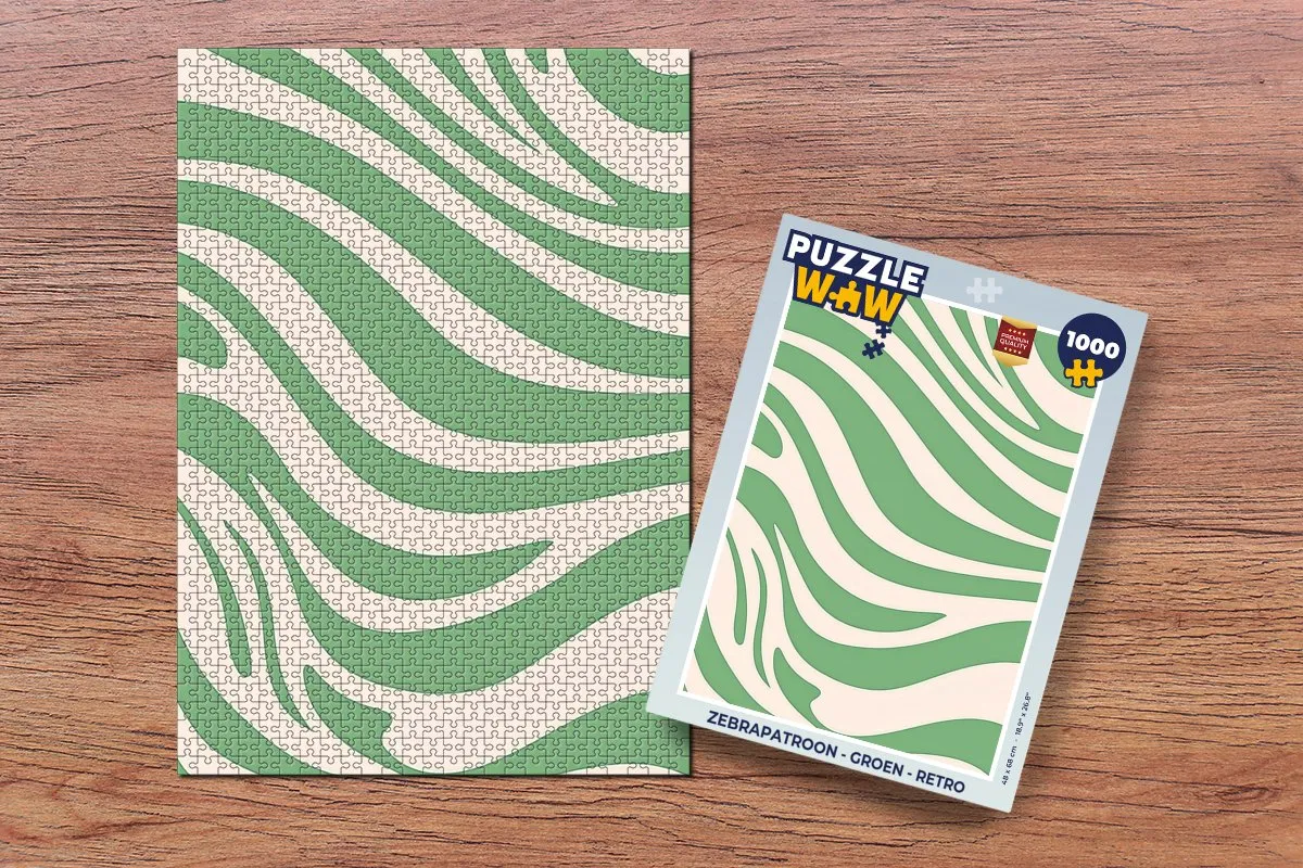 PuzzleWow Zebrapatroon Legpuzzel 1000 Stuks - Groen