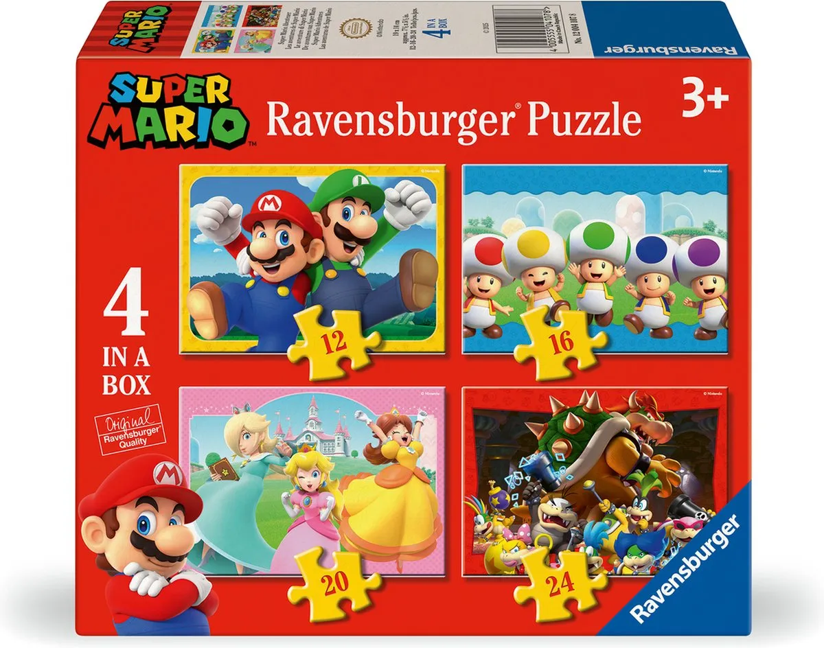 Ravensburger Super Mario 4-in-1 Puzzel - 196 Stukjes - Meerkleurig - afbeelding 6 van 6