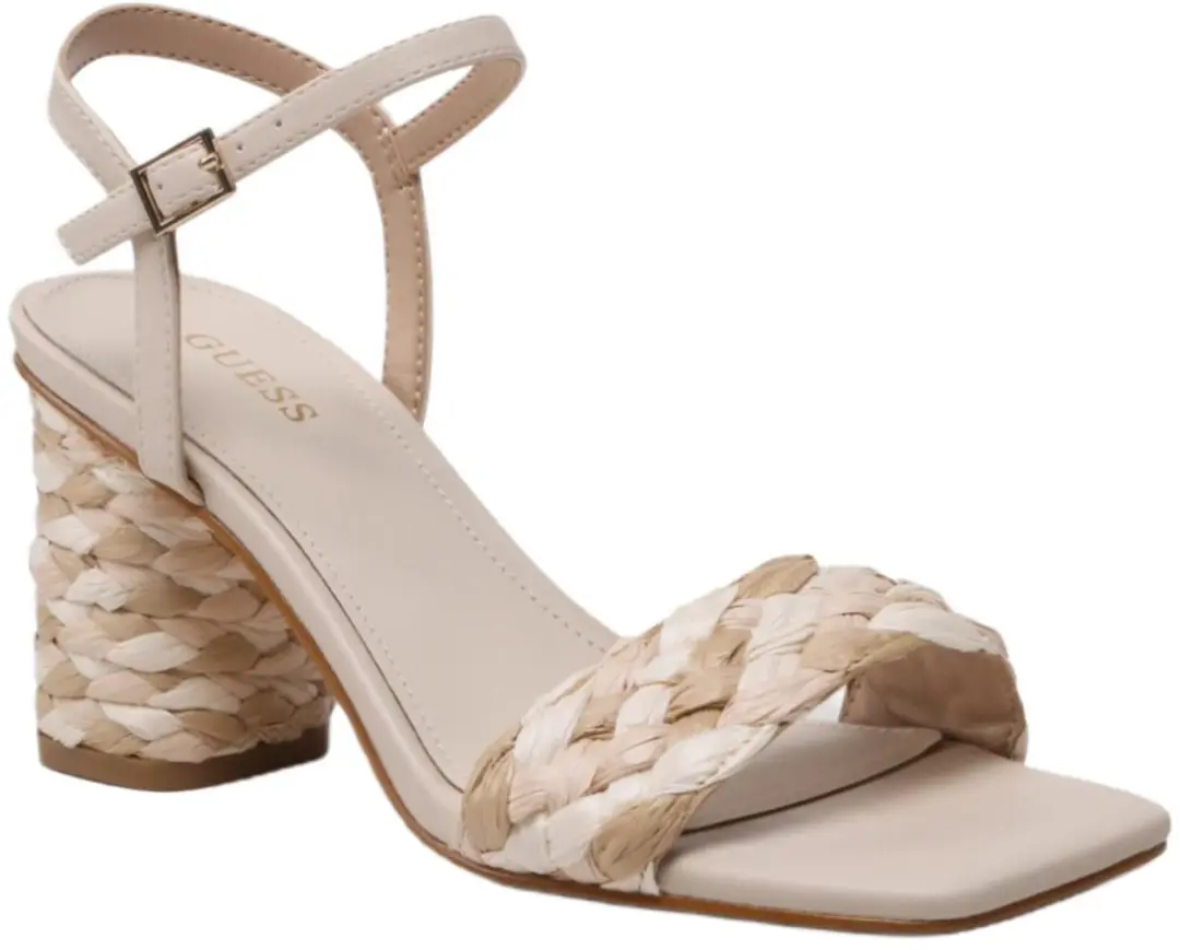 Guess Dames Sandalen Cadante Beige Met Gevlochten Hiel
