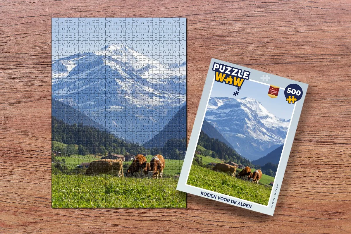 PuzzleWow Alpen Koeien Legpuzzel 500 Stuks - Multicolor
