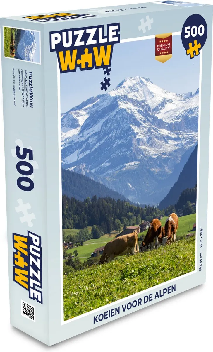 PuzzleWow Alpen Koeien Legpuzzel 500 Stuks - Multicolor
