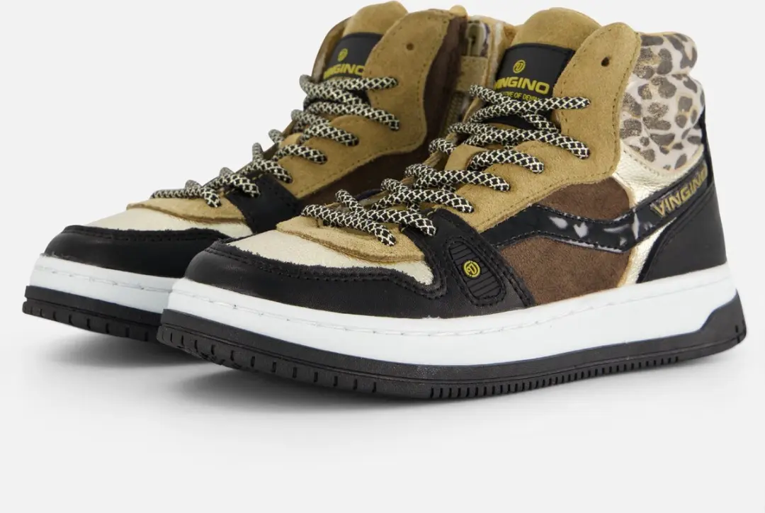 Vingino Maxime Mid Sneakers zwart Leer