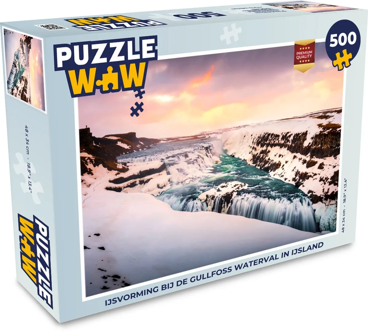 PuzzleWow Legpuzzel IJsvorming Gullfoss 500 Stuks - Multicolor