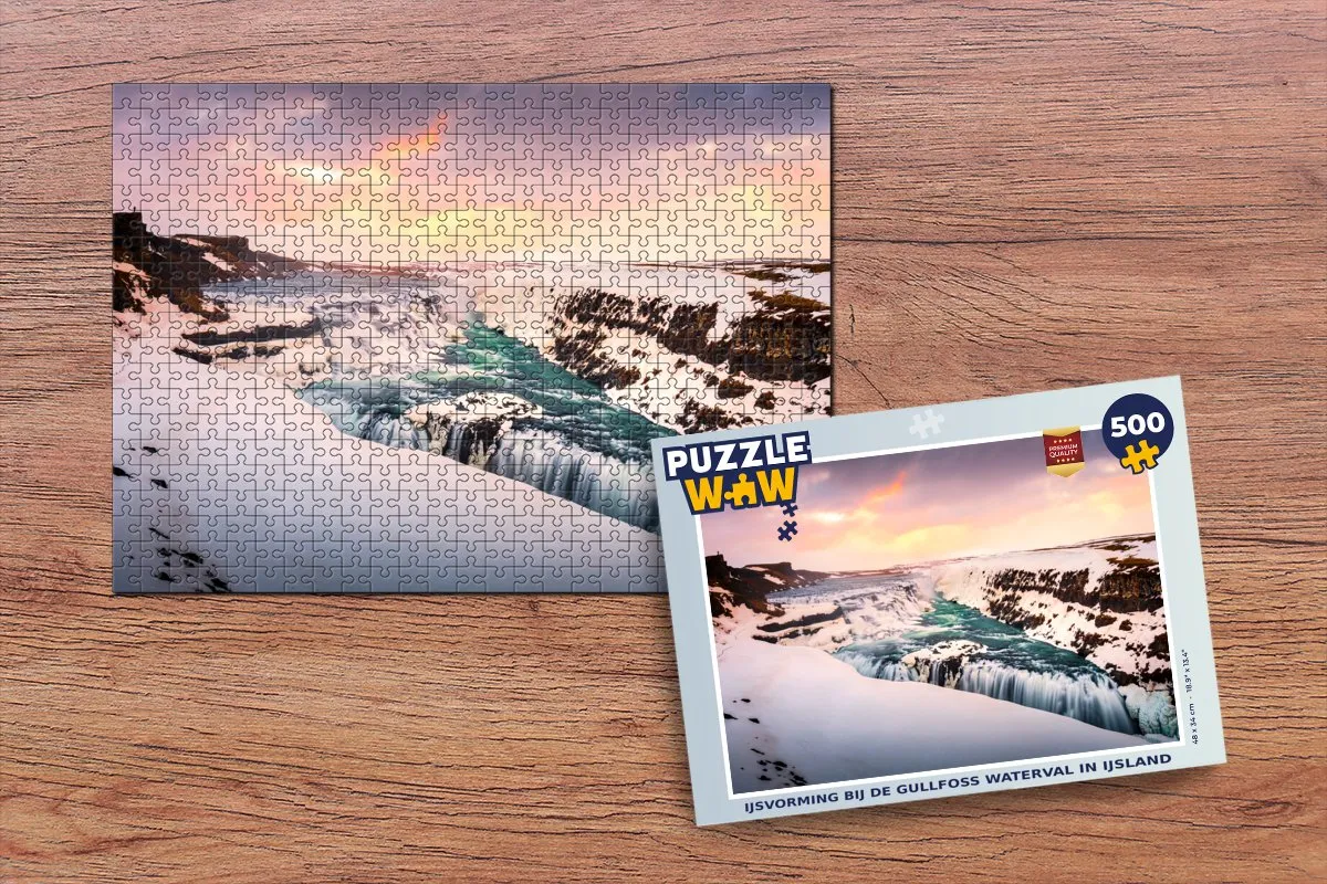 PuzzleWow Legpuzzel IJsvorming Gullfoss 500 Stuks - Multicolor