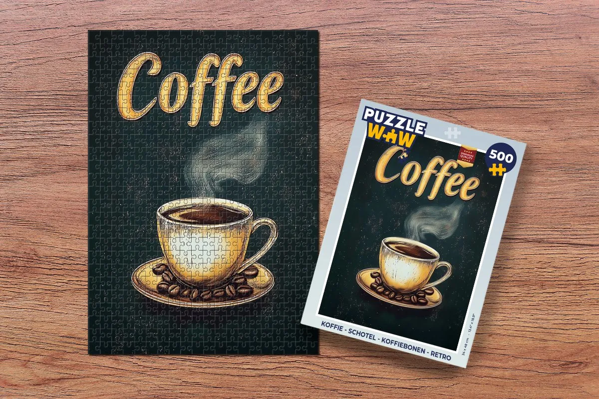 PuzzleWow Koffie Schotel Legpuzzel 500 Stuks - Retro