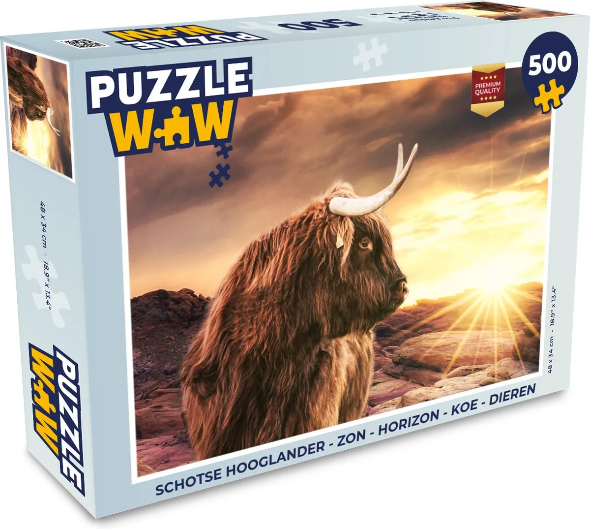 PuzzleWow Schotse Hooglander Legpuzzel 500 Stuks - Multicolor
