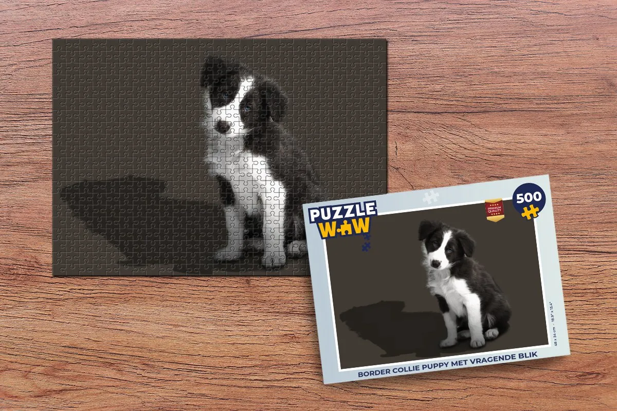 PuzzleWow Border Collie Puppy Legpuzzel 500 Stuks - Multicolor