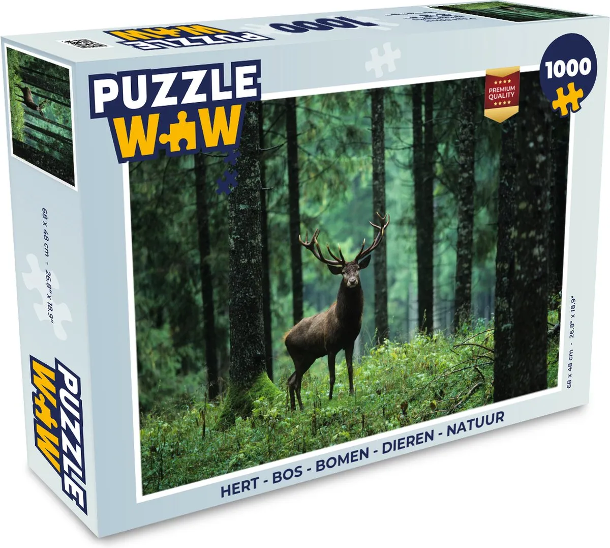 PuzzleWow Legpuzzel Hert - Bos - Bomen - Dieren - Natuur 1000 Stuks - Multicolor