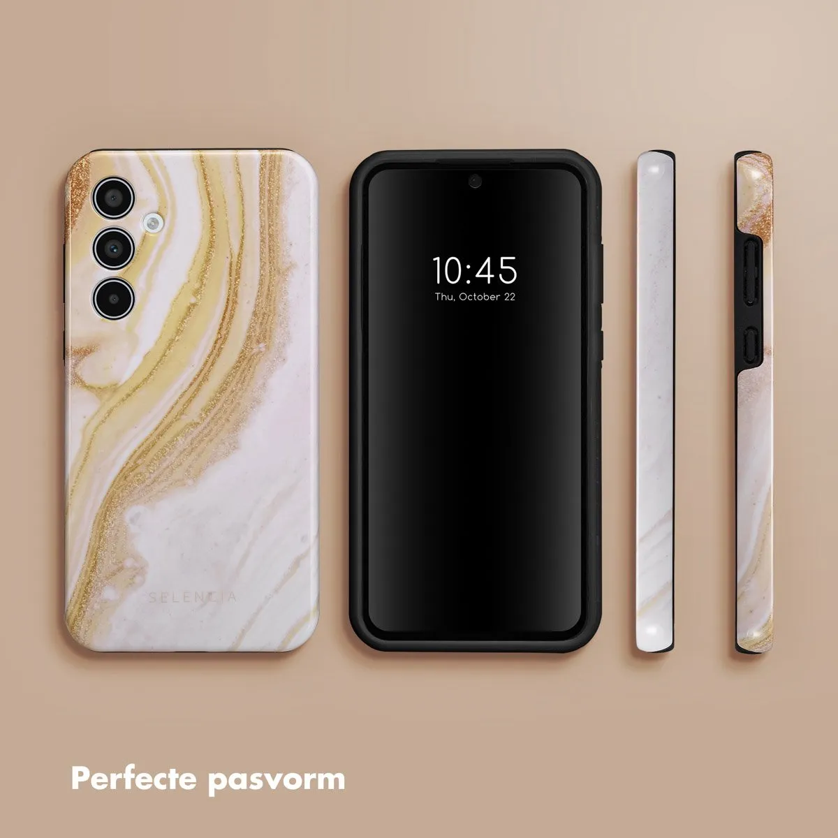 Selencia Hoesje Samsung Galaxy A35 - Chic Marble Gold