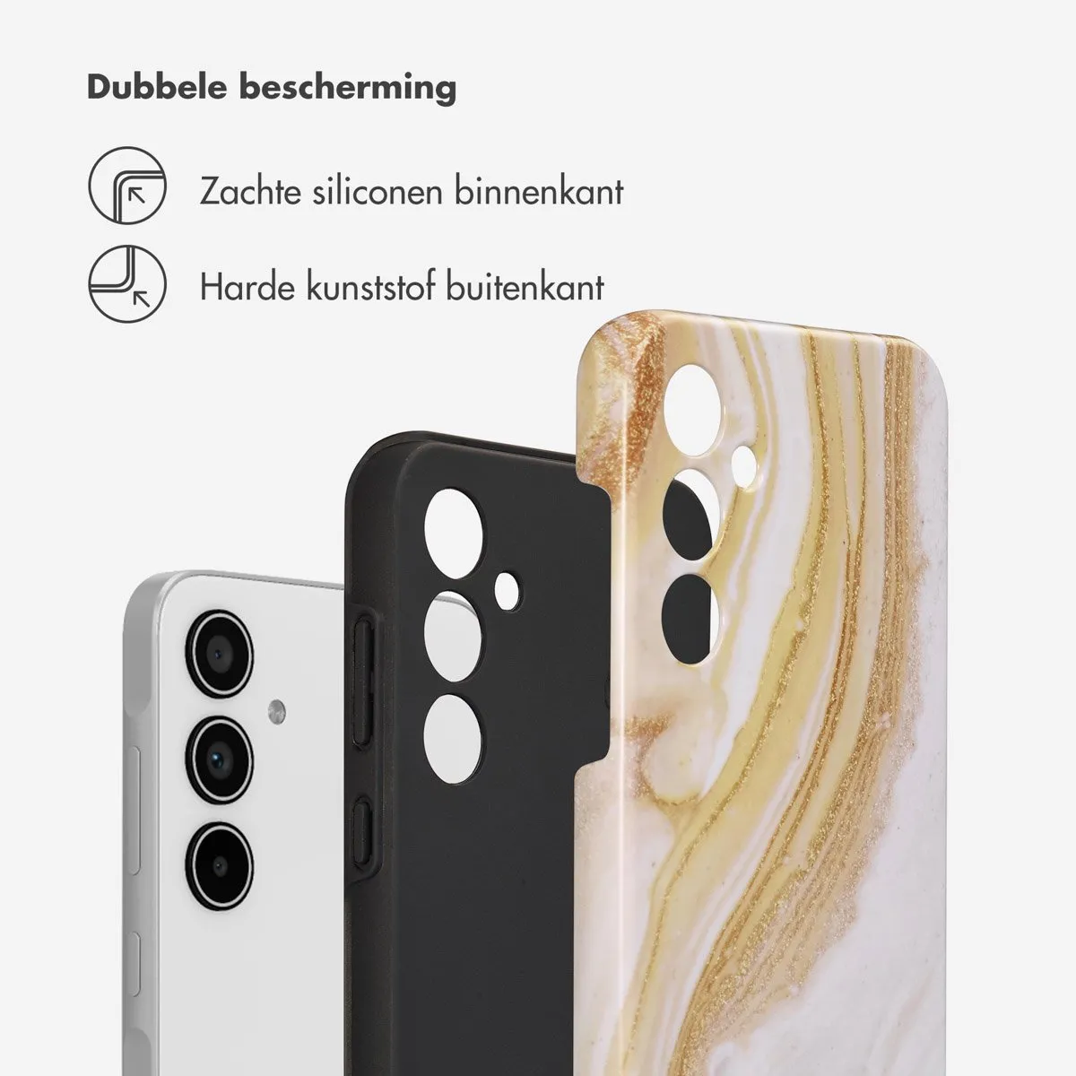 Selencia Hoesje Samsung Galaxy A35 - Chic Marble Gold