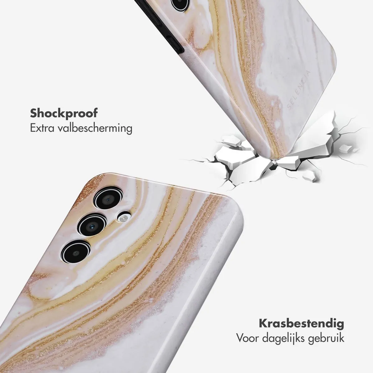 Selencia Hoesje Samsung Galaxy A35 - Chic Marble Gold