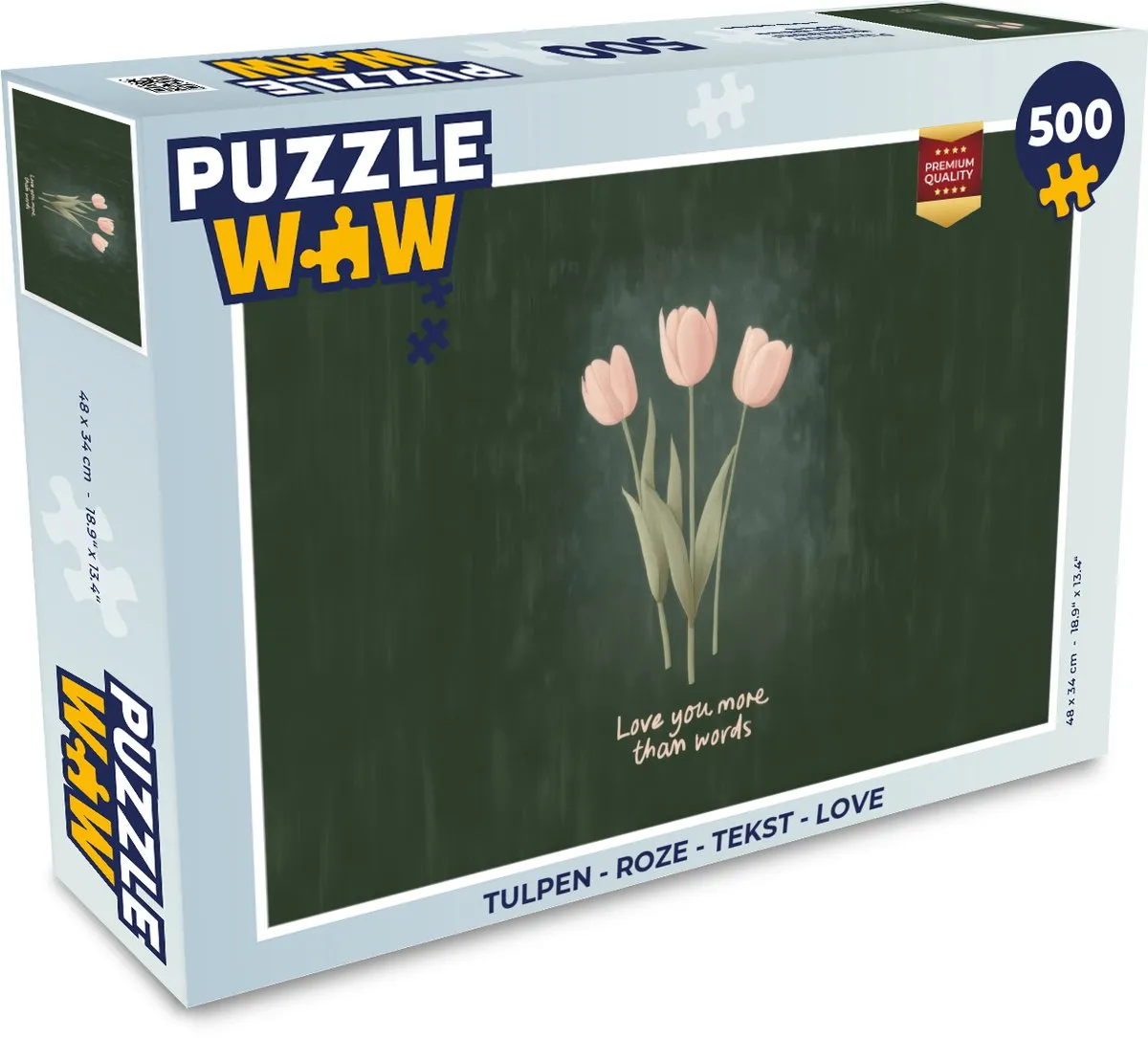 PuzzleWow Tulpen Love Legpuzzel 500 Stuks - Roze/Groen