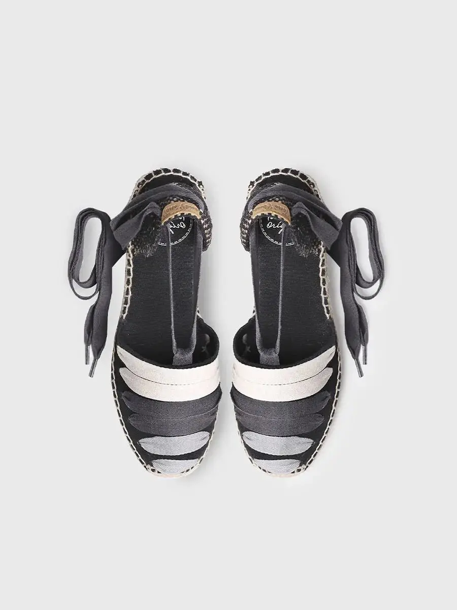 Espadrilles met sleehak en linten