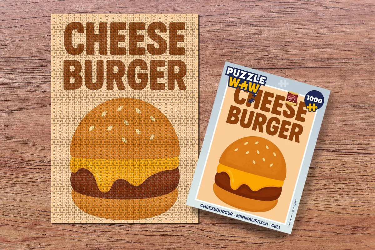 PuzzleWow Cheeseburger Legpuzzel 1000 Stuks - Geel