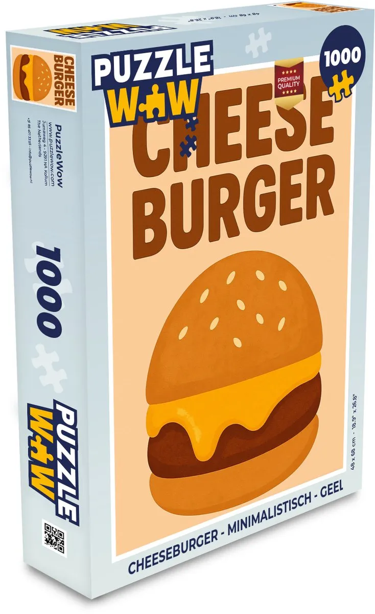 PuzzleWow Cheeseburger Legpuzzel 1000 Stuks - Geel