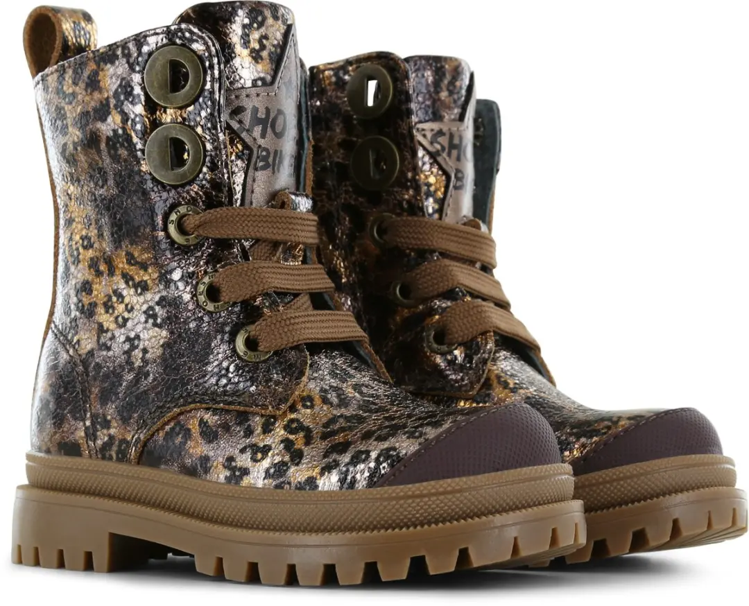 Shoesme metallic-bronzen bikerboot