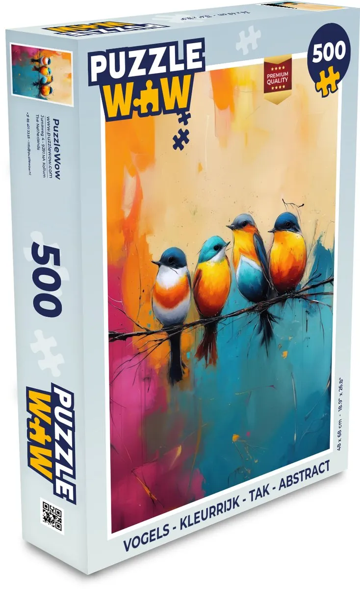PuzzleWow Vogels Kleurrijk Tak Legpuzzel 500 Stuks - MPN 8721406861317