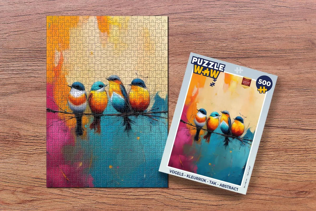 PuzzleWow Vogels Kleurrijk Tak Legpuzzel 500 Stuks - MPN 8721406861317