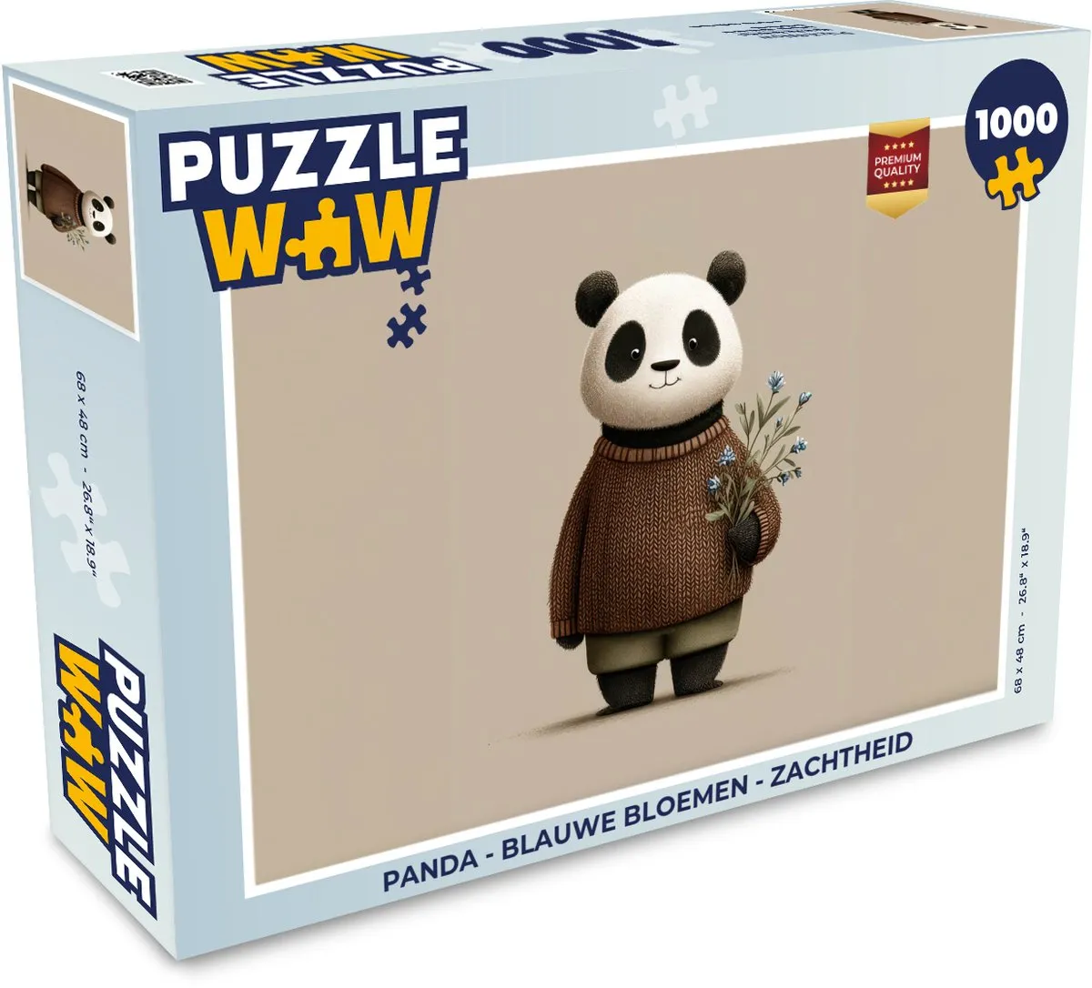 PuzzleWow Puzzel Panda Blauwe Bloemen - 1000 Stuks