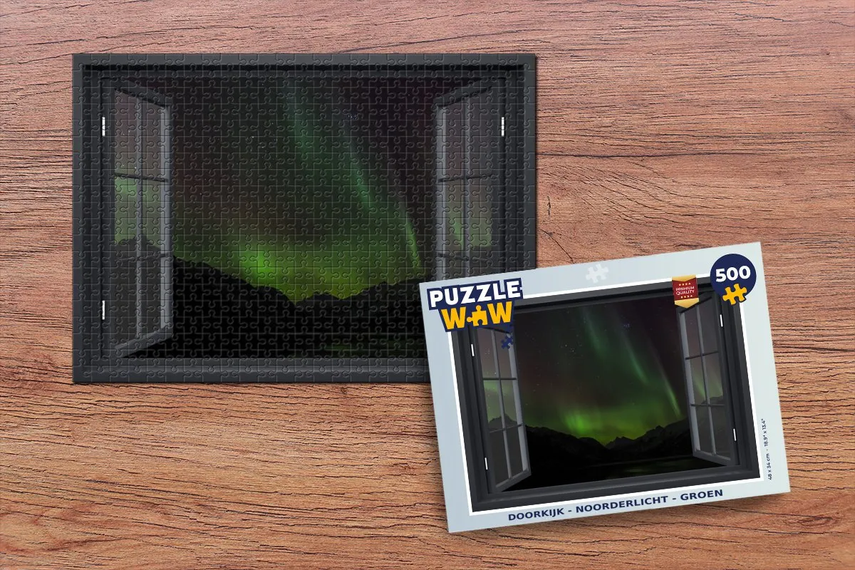 PuzzleWow Noorderlicht Legpuzzel 500 Stuks - Groen