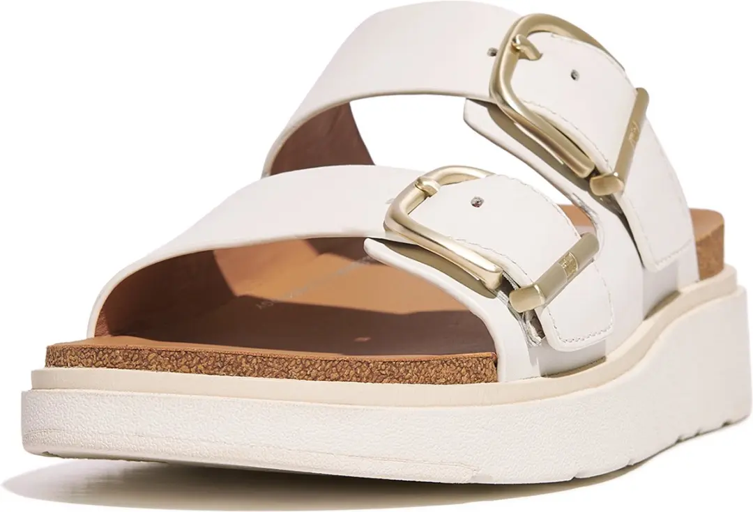 FitFlop FitFlop Gen-FF Buckle Two-Bar Leather Slides WIT