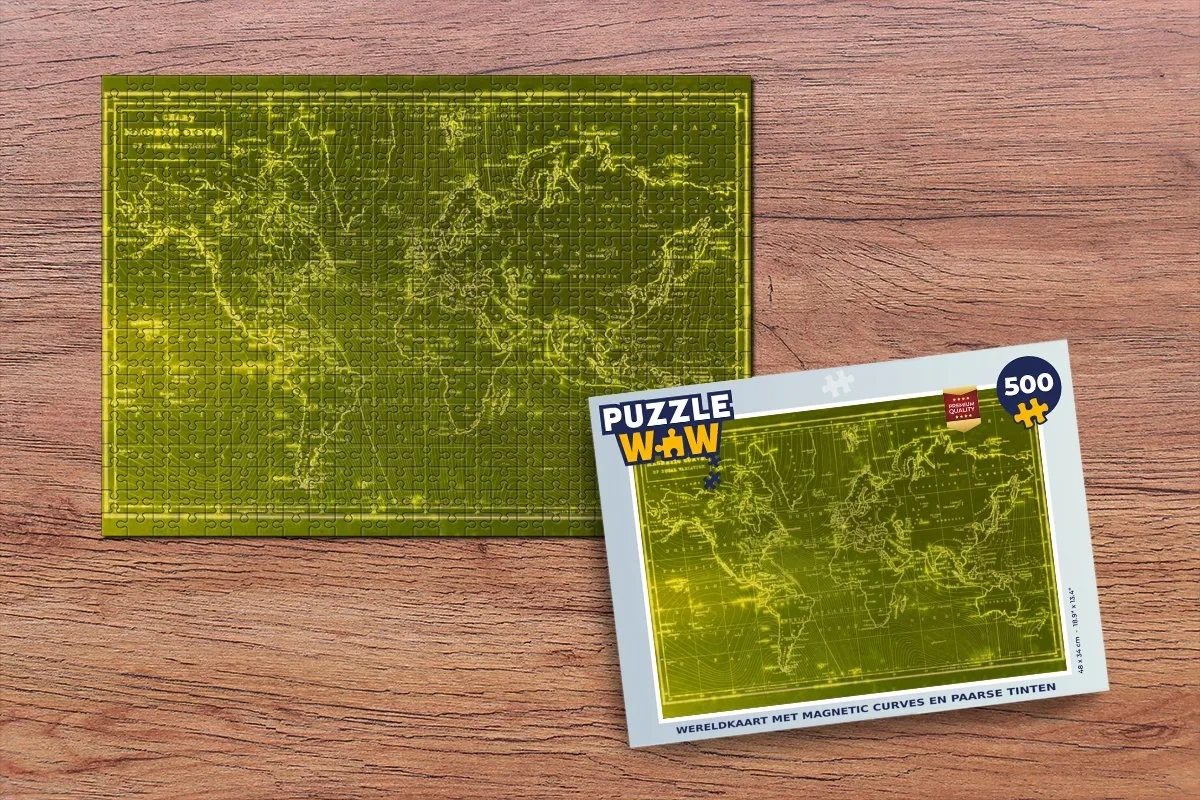 PuzzleWow Wereldkaart Vintage Legpuzzel 500 Stuks - Multicolor