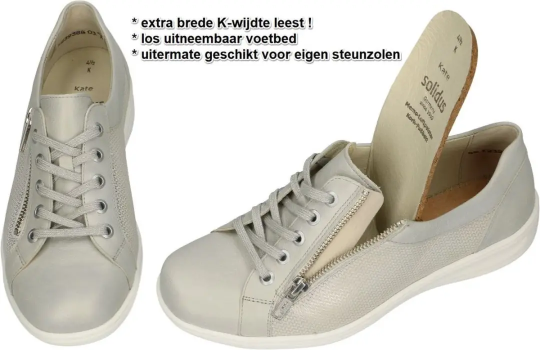 Solidus Kate Orthopedische Veterschoenen 29001-10299 - Lichtgrijs - Maat 37.5