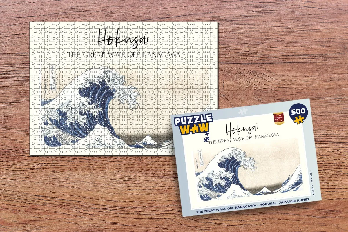 PuzzleWow The Great Wave off Kanagawa Legpuzzel 500 Stuks - Multicolor