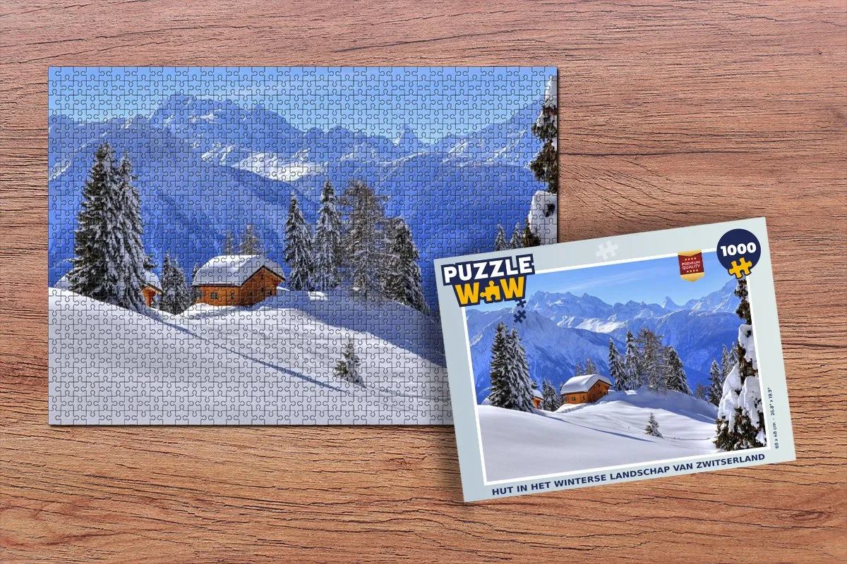 PuzzleWow Legpuzzel Zwitserland Winterlandschap 1000 Stuks - Multicolor