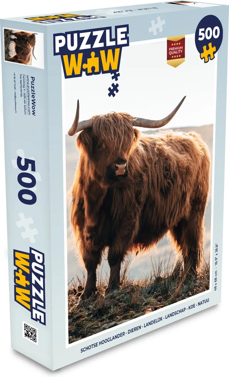 PuzzleWow Schotse Hooglander Legpuzzel 500 Stuks - Multicolor