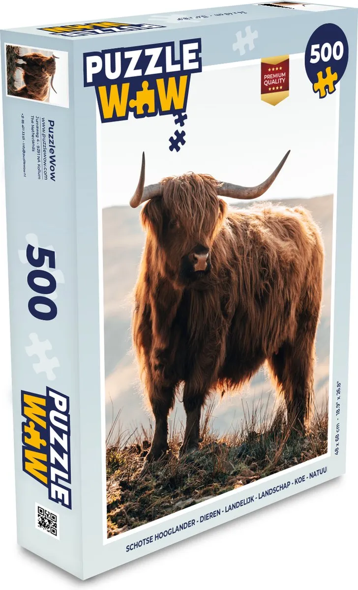 PuzzleWow Schotse Hooglander Legpuzzel 500 Stuks - Multicolor