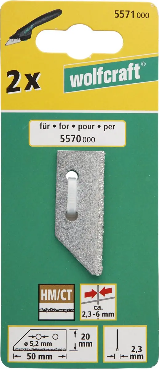 Wolfcraft Vervangbladen HM voor voegenkrabber 5570 2 Stuks - afbeelding 2 van 2
