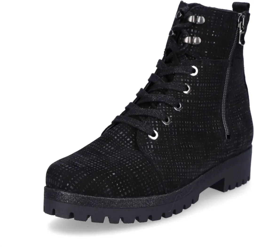 Waldläufer dames veter enkellaars zwart metallic 6,5