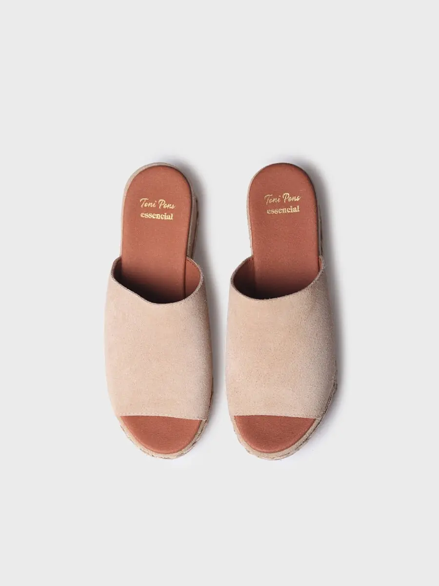 Dames espadrille zonder achterkant van suède