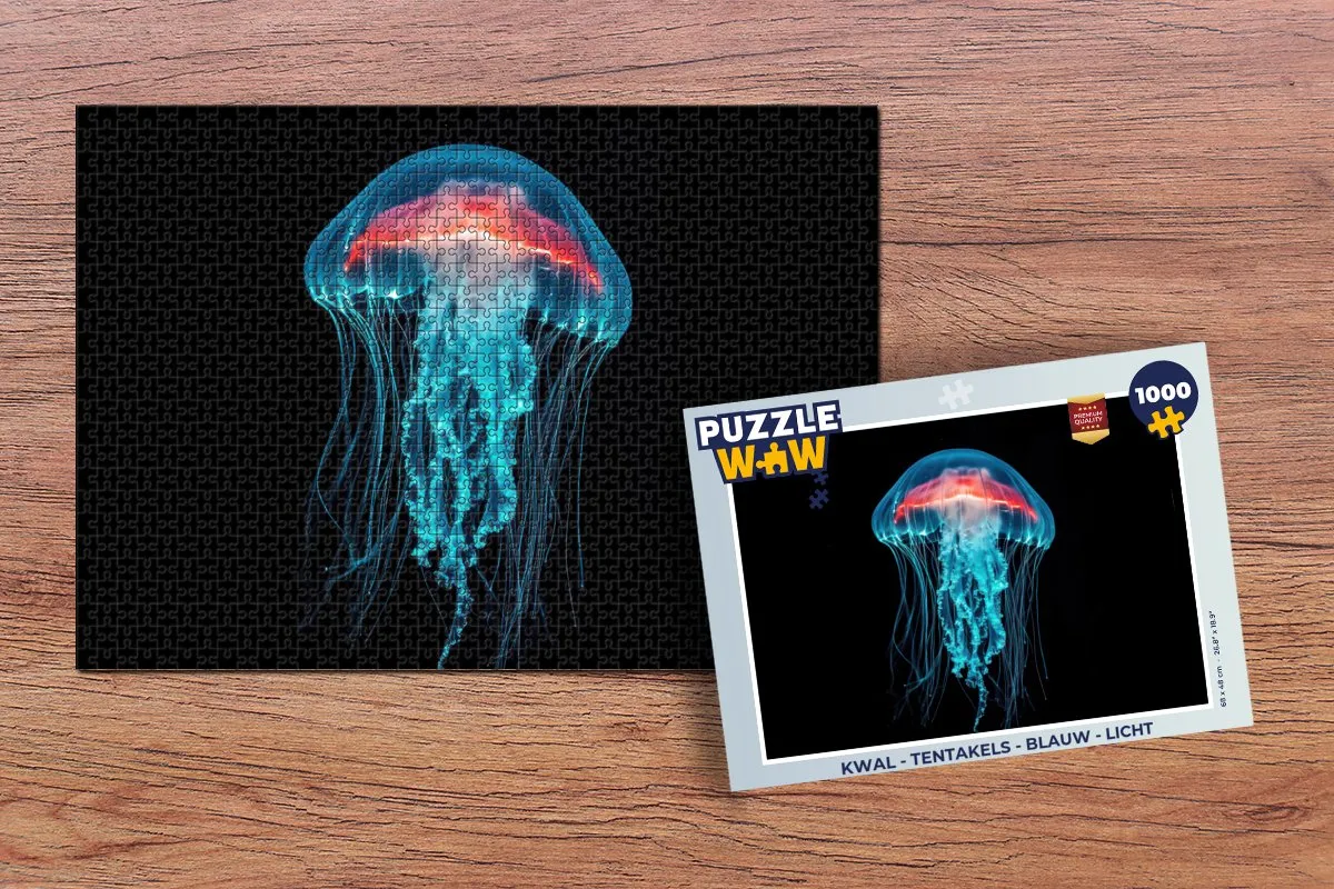 PuzzleWow Kwal Tentakels Legpuzzel 1000 Stuks - Lichtblauw