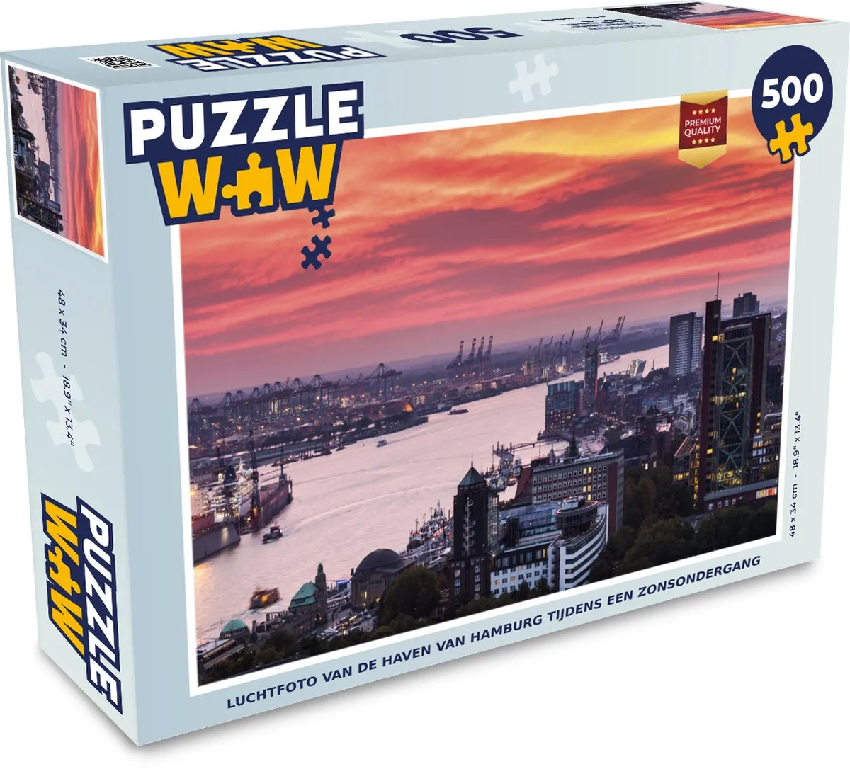 PuzzleWow Hamburg Haven Stad Legpuzzel 500 Stuks - Multicolor