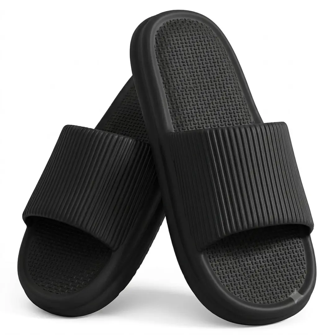 Zwarte badslippers unisex EVA slippers open teen antislip slippers voor dames en