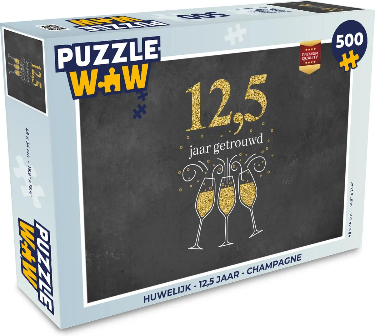 PuzzleWow 500 Stuks Legpuzzel Multicolor - 12,5 Jaar Getrouwd