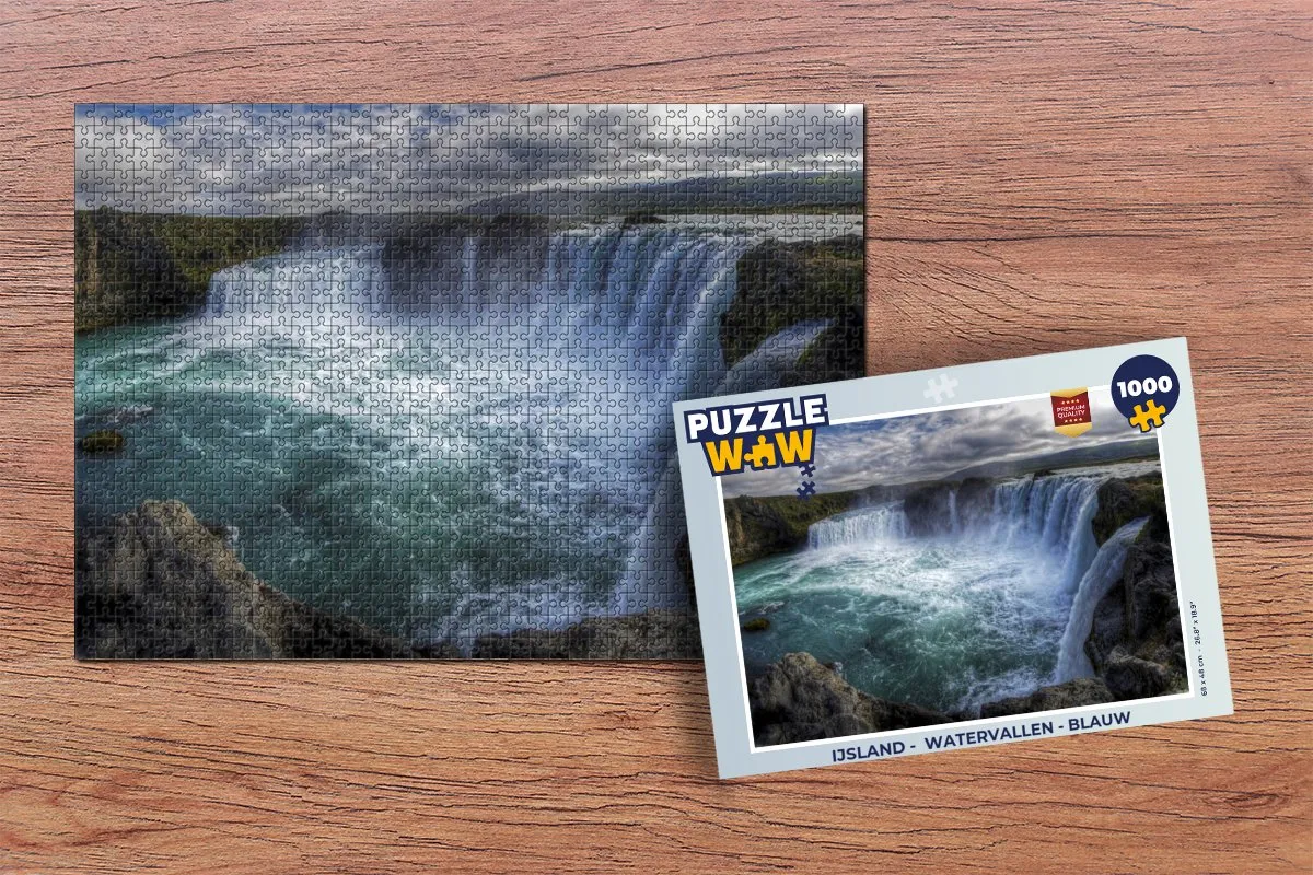 PuzzleWow IJsland Watervallen Legpuzzel 1000 Stuks - Multicolor