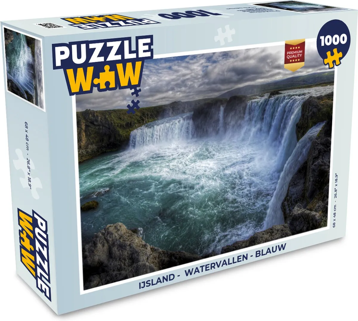 PuzzleWow IJsland Watervallen Legpuzzel 1000 Stuks - Multicolor