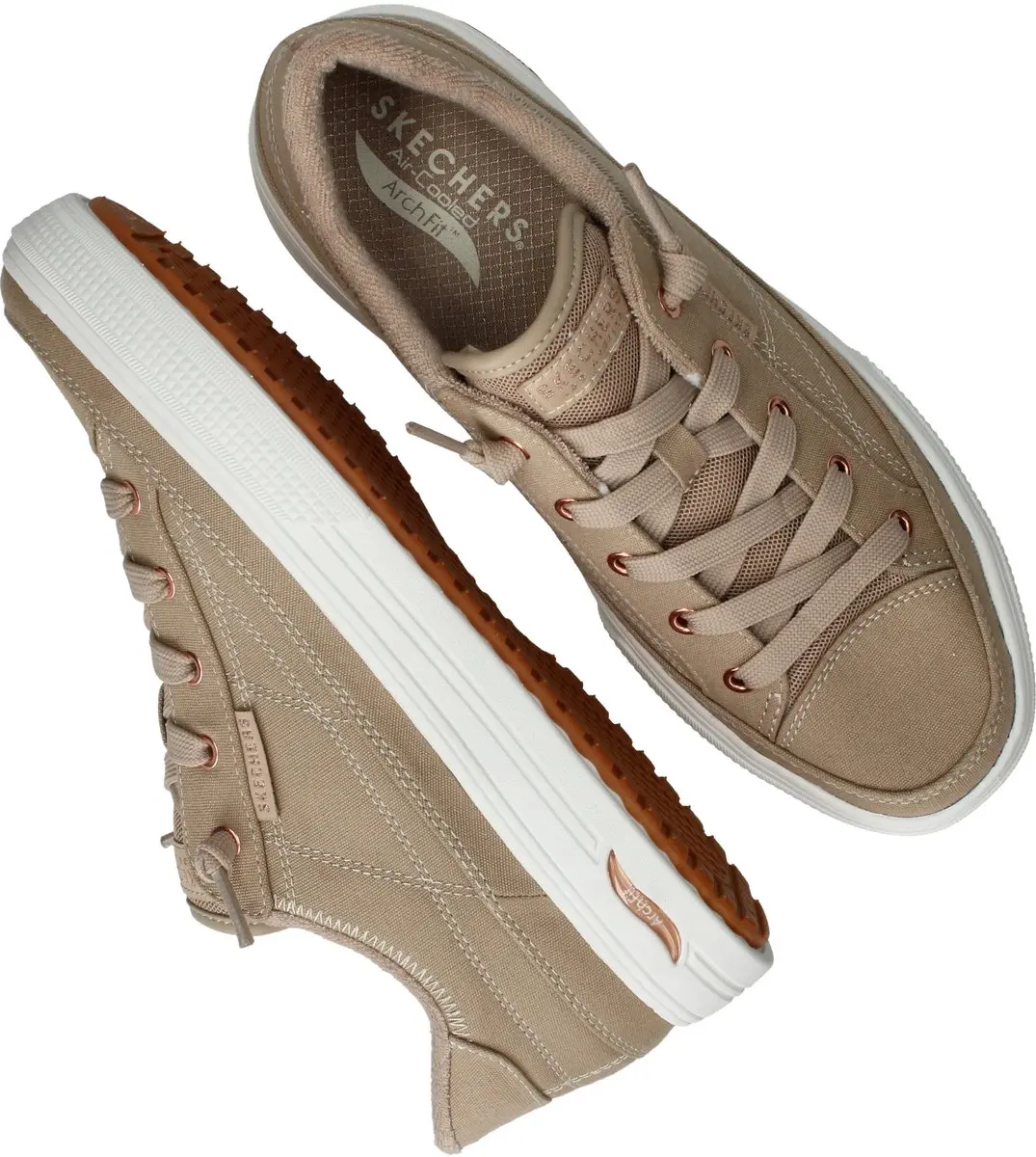 Skechers Arch Fit Arcade Sneakers - Taupe Canvas - afbeelding 6 van 6