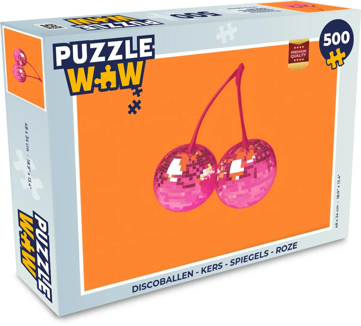 PuzzleWow Discoballen Kersen Legpuzzel 500 Stuks - Roze