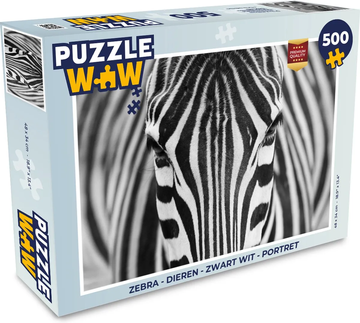 PuzzleWow Zebra Dieren Legpuzzel 500 Stuks - Multicolor