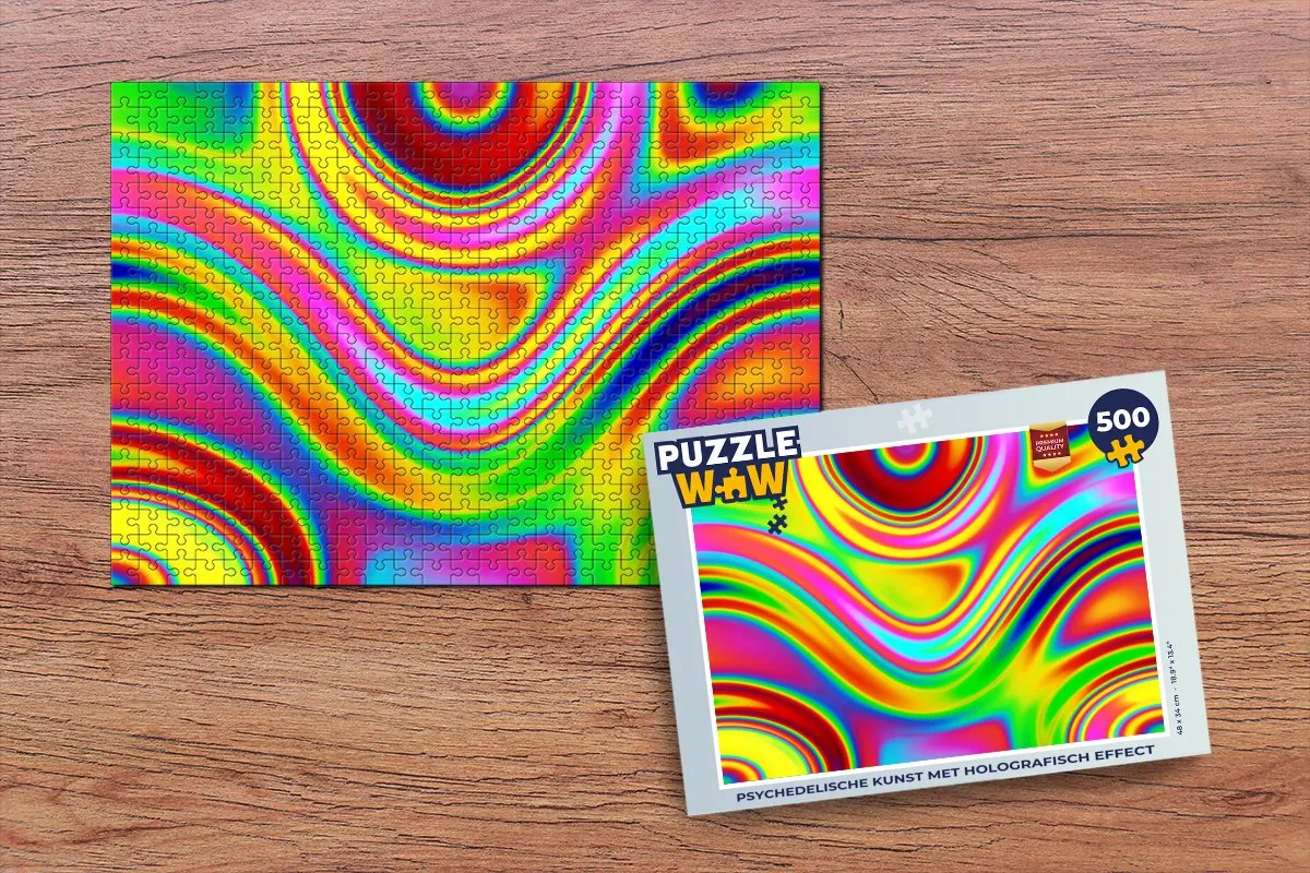 PuzzleWow Golven Psychedelisch Legpuzzel 500 Stuks - Multicolor