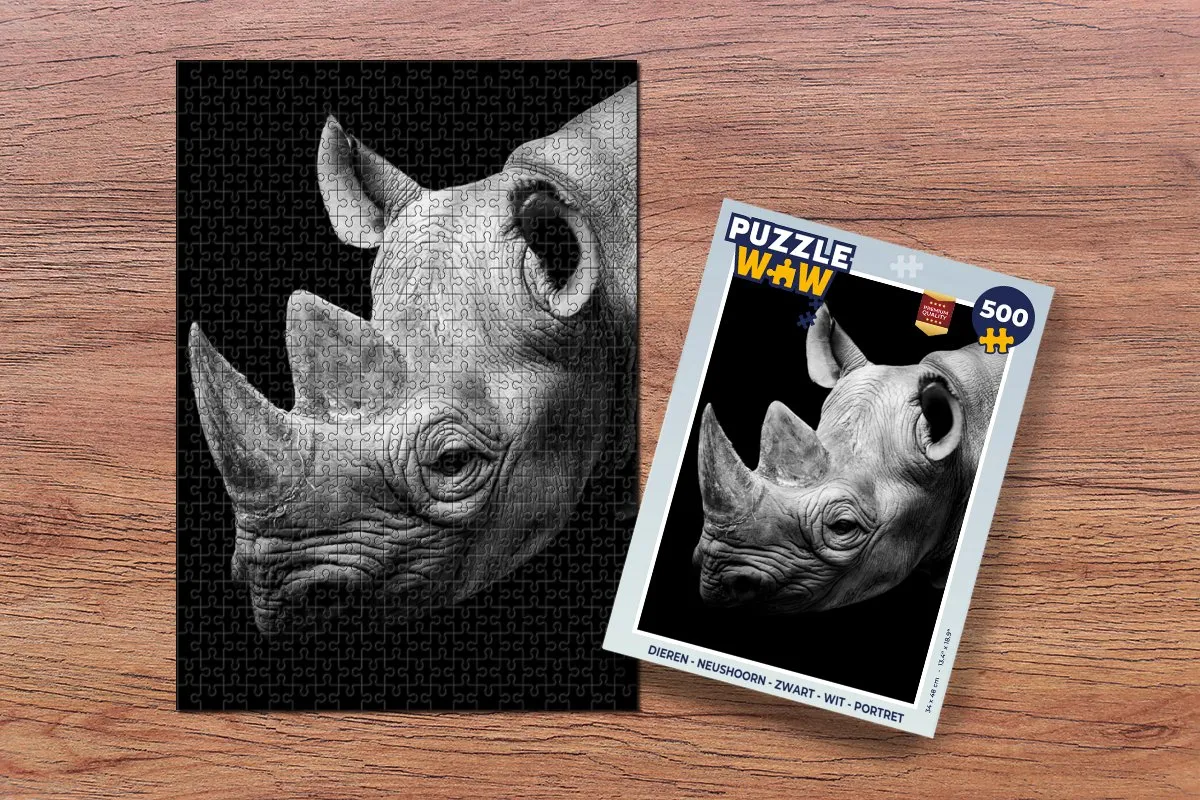 PuzzleWow Dieren Neushoorn Legpuzzel 500 Stuks - Multicolor