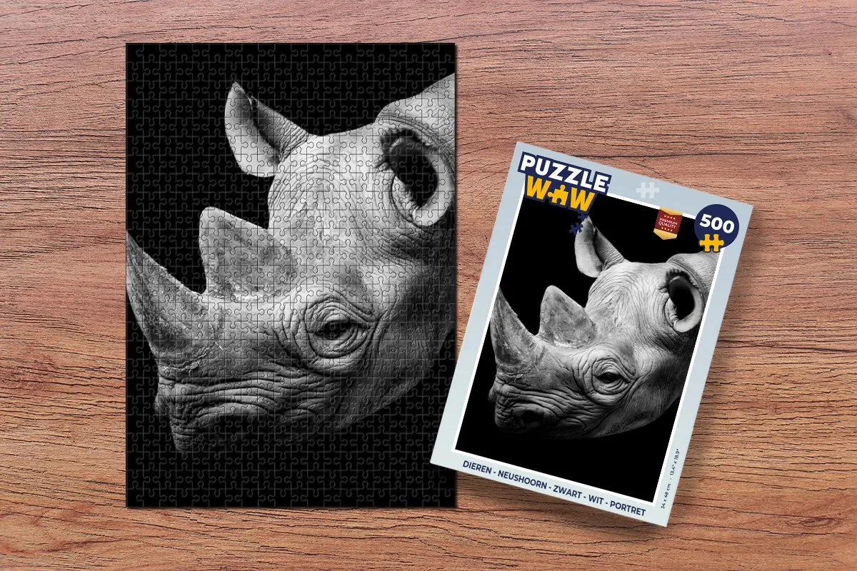 PuzzleWow Dieren Neushoorn Legpuzzel 500 Stuks - Multicolor