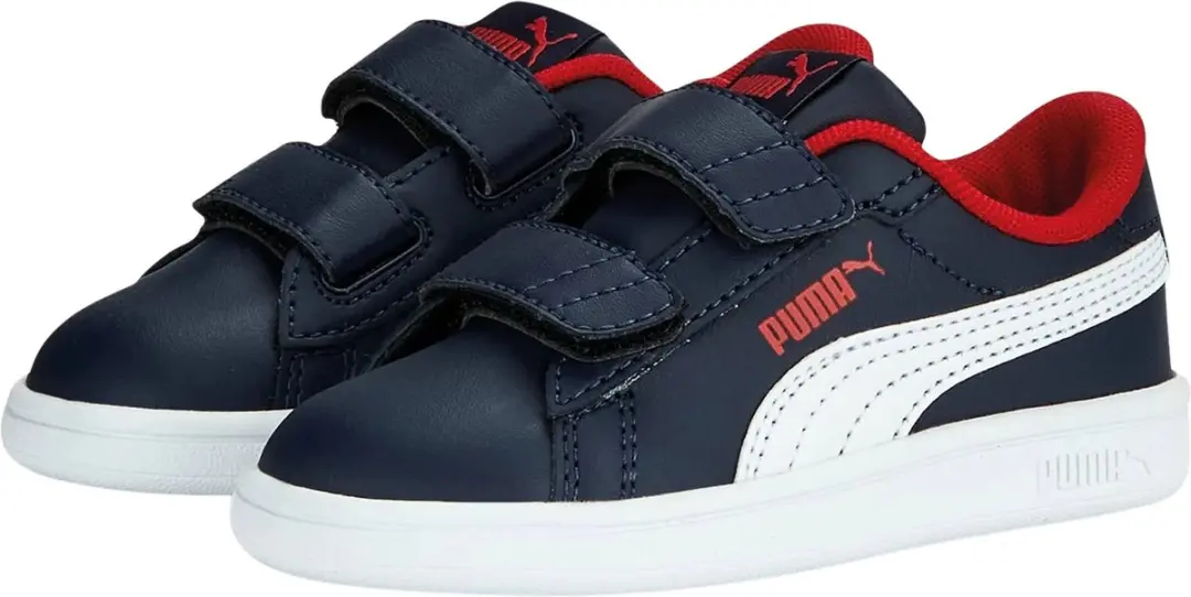 PUMA Smash 3.0 L V PS Sneakers Junior - Navy/Rood/Wit