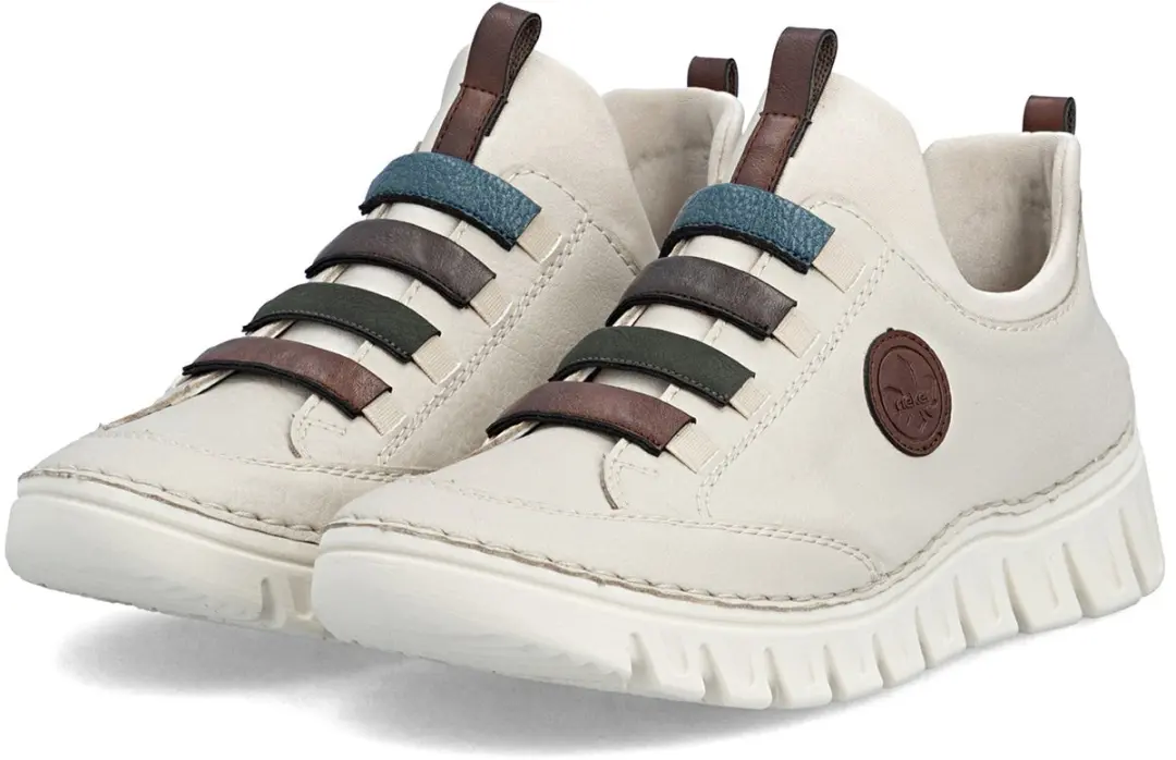Rieker Dames 57550 60 Instappers Elastische Inzet Sleehak Beige