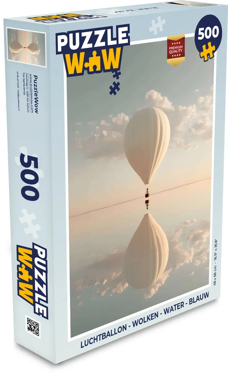 PuzzleWow Luchtballon Wolken Water Legpuzzel 500 Stuks - Blauw