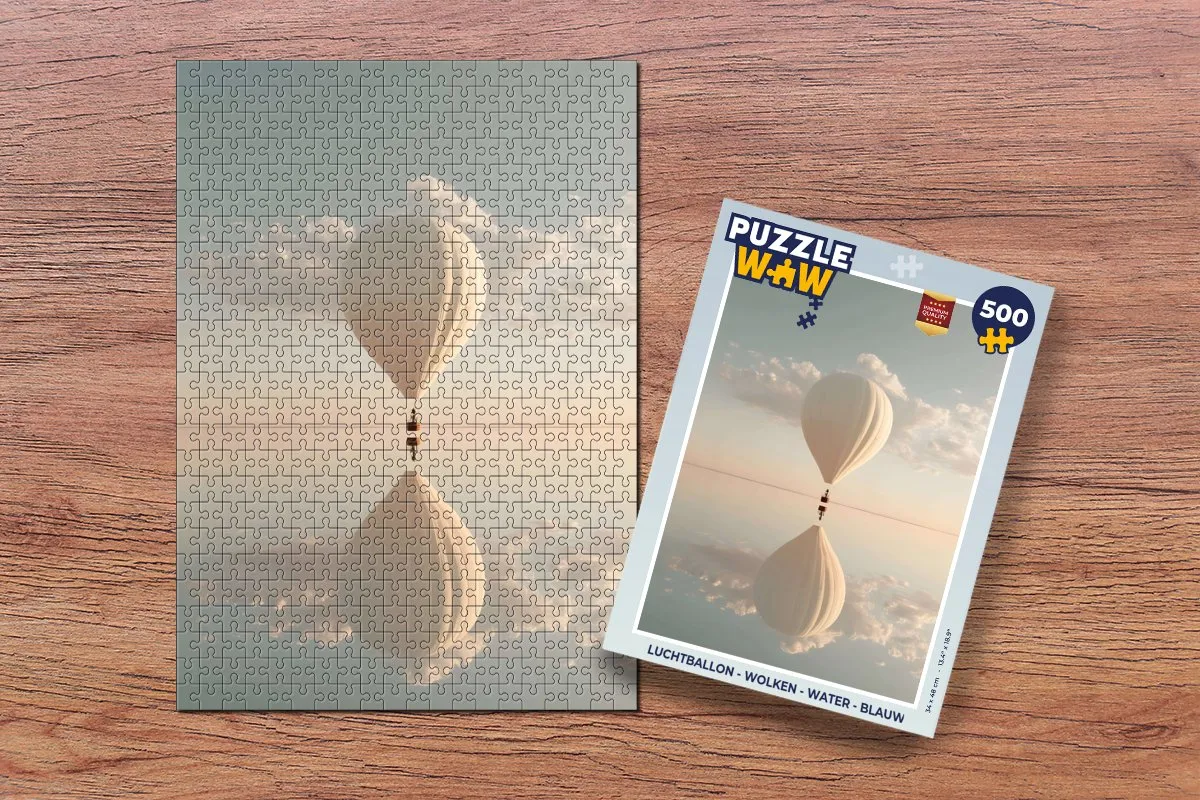 PuzzleWow Luchtballon Wolken Water Legpuzzel 500 Stuks - Blauw